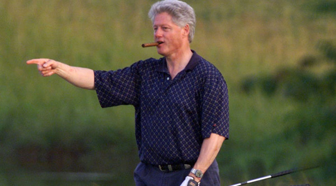 Bill Clinton with cigar in his mouth