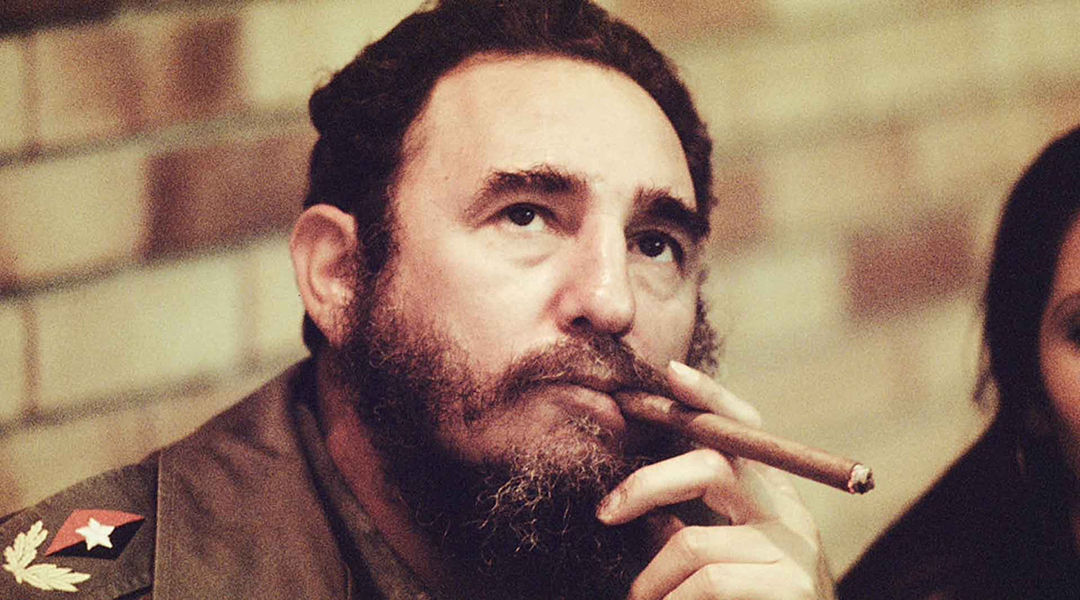 Fidel Castro smoking a cigar