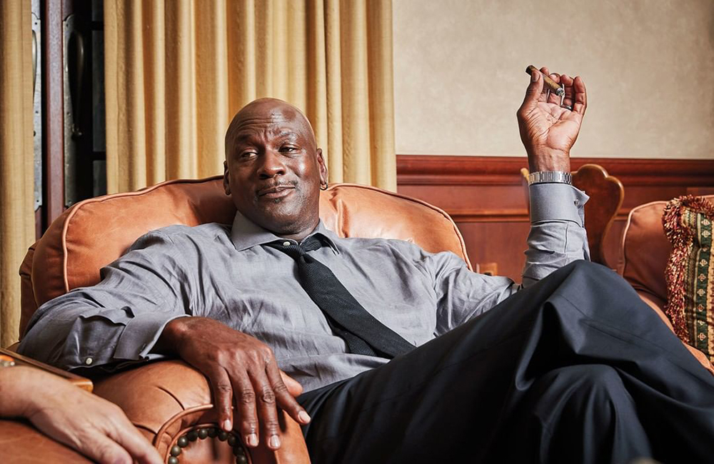 Michael Jordan enjoying a cigar