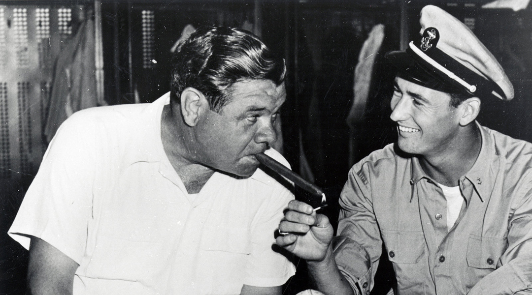 Ted Williams lighting Babe Ruth's cigar