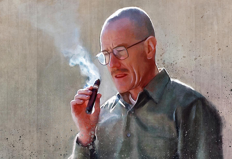 Walter White smokes a cigar
