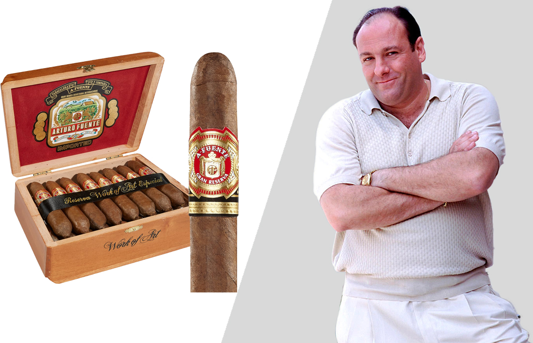 Tony Soprano smoking an Arturo Fuente Hemingway cigar