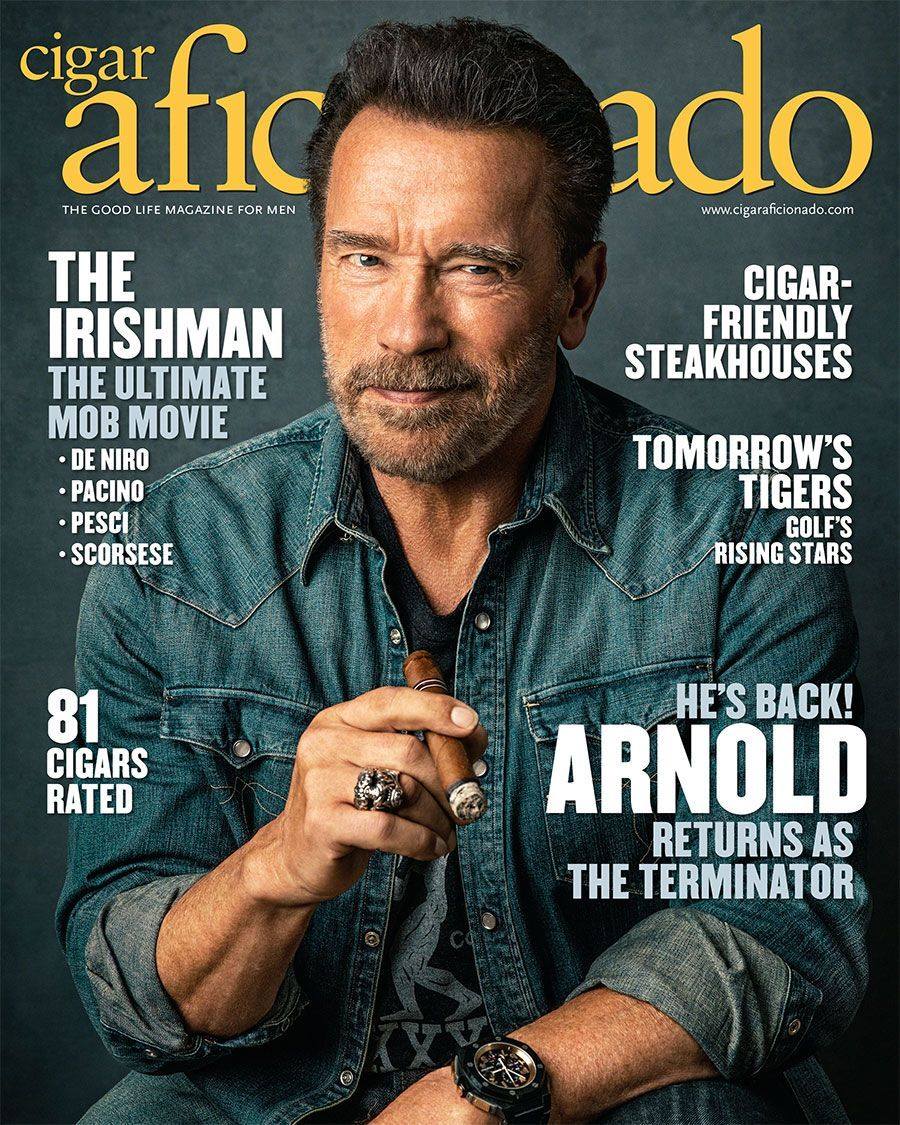 Arnold on Cigar Aficionado magazine cover in 2019 for the fourth time