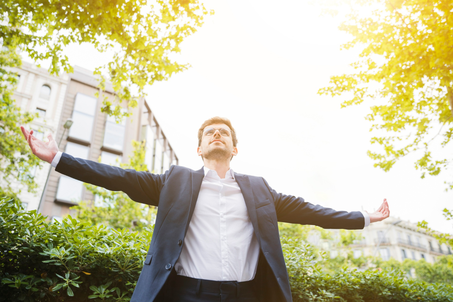 Businessman taking fresh air outside